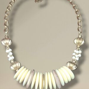 Lc Signed bohemian chunky Tribal Disk Choker Necklace goldtone neutral